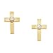 14K Yellow Gold Diamond Stud Cross Earrings - 10 x 06mm