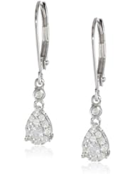 Sterling Silver Teardrop Diamond Earrings (2/7 cttw, I-J Color, I2-I3 Clarity)