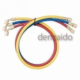 FUSO R134a チャージホース 150cm 黄 1/4"Fメスムシ押付×1/4"Fメス FS-723A-3