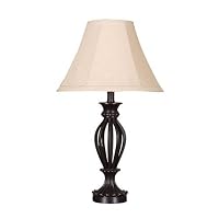 Rubbed Iron Cage Table Lamp - Tan Shade
