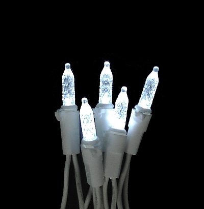 Set of 70 LED Polar White M5 Mini Christmas Lights - White Wire Set of 70 LED Polar White M5 Mini Christmas Lights - White Wire