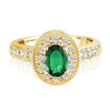 Emerald Gemstone Jewelry: Glamorous 1 1 3ct Emerald and Diamond Ring in 14K Yellow Gold | Fine...