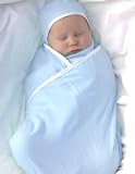 Blue COMFORT SILKIE - Snuggle Wrap INFANT SWADDLER, Original patented shape for easy swaddle and true comfort. Design by Mother of Comfort, parent educator Jeanelle Troncone.