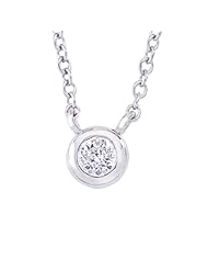 14k White gold round White diamond baby Solitaire birthstone pendant necklace