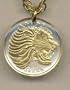 Ethiopia 10 Cent "Lion" Two Tone Coin Pendant with 18" Chain