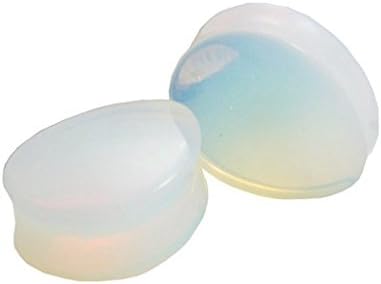 Swanjo Pair Opalite Organic Teardrop Stone Flare Ear Plugs Tunnel 2G-5/8"