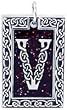 Celtic Letter "V" Pewter Pendant Necklace