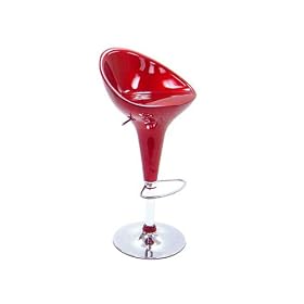 Baxton Studio Set of 2 Plastic Adjustable Bar Stools, Red by Baxton Studio