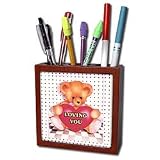 Teddy Bears - Teddy Bear Loving You - Tile Pen Holders-5 inch tile pen holder