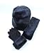 All in One Winter Faux Fur 3 PC Scarf, Gloves and Hat Set for Women, Black