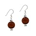 Sterling Silver .925 Iridescent Brown Round Genuine Freshwater Cultured Coin Pearl Bali Bead Dangle Hook Earrings