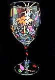 Beach Party Design - Hand Painted - Wine Glass - 8 oz..
