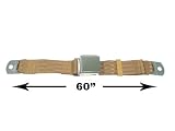 2-Point Lap Seat Belt, Tan, 60 Inch Length, with Chrome Lift Latch