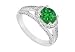 Emerald and Diamond Engagement Ring : 14K White Gold - 1.00 CT TGW