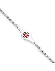 Sterling Silver Childrens Medical ID Bracelet w/Rope Li Length 6"