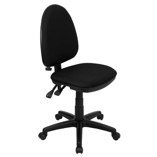 Flash Furniture WL-A654MG-BK-GG Mid-Back Black Fabric Multi-Functional Task Chair with Adjustable Lumbar Support On Sale