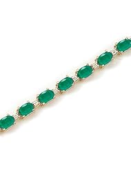 14K Yellow Gold Oval Emerald and Diamond Bracelet