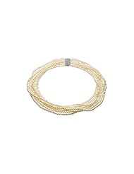 Sterling Silver and Freshwater Cultured Pearl 7-Strand Necklace - 17-27 Inch/4-4.5 MM