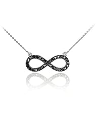 Sterling Silver Black CZ Infinity Pendant Necklace