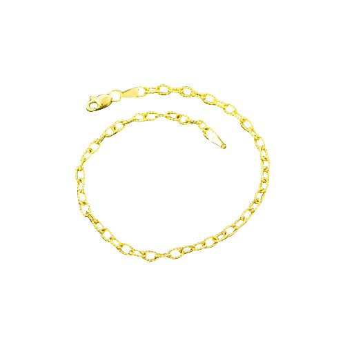 14K Yellow Gold Textured Charm Bracelet