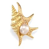 1 8K Yellow Gold South Sea Culture Pearl & 1/ 2 Ct Tw Diamond Pelican's Foot Brooch14. 0 0mm 1/ 2Cttw (Free Shipping)