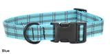 Bison Pet Nylon Adjustable Dog Collar in Tan Tartan Print