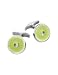 Forzieri Exclusives Lime Green Enamel Engraved Sterling Silver Diamond Cuff Links