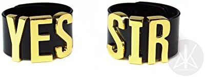HARLEY QUINN "YES SIR" Cuff Bracelets Pair | Suicide Squad Movie Cosplay | BIG Letters - Gold | Kadabra