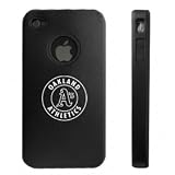 Apple iPhone 4 4S 4G Black Aluminum & Silicone Case Oakland Athletics