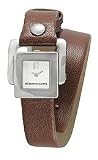 BCBGMAXAZRIA Leather Collection Arabesque Double-wrap Silver Dial Women's watch #BG6292
