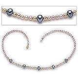 Pink and Black Pearl with 14k Gold Cut Beads Necklace