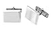 Sterling Silver Brushed Rectangle Shape Personalize Engravable Solid Cufflinks