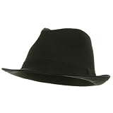 Cotton Solid Fedora Hat-Black