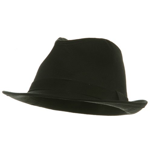 Cotton Solid Fedora Hat-Black