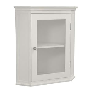 Elite Home Fashions Madison Avenue Collection Shelved Corner Wall Cabinet White