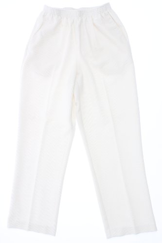 Alfred Dunner Classics Elastic Waist Corduroy Pants Ivory 10 S