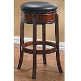 24"H Counter Height Swivel Stool with Black Seat in Brandy Finish