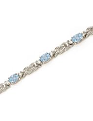 14k White Gold Natural Aquamarine And Diamond Tennis Bracelet