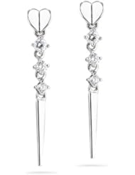 0.25 Cts Diamond Dangle Earrings in 18K White Gold