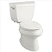 Kohler K-3574-RA-0 Wellworth elongated toilet with Class Five flushing technology and left-hand trip