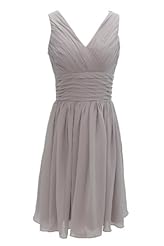 V-neck Chiffon Short Evening Dress/Bridesmaid Dress/Prom Dress 
