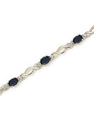 10kt Yellow Gold Oval Blue Sapphire and Diamond Bracelet