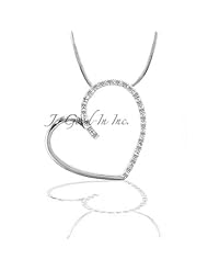 Alexander James White Gold Rhodium Bonded to .925 Sterling Silver Heart Shape Pendant with Diamond Chip Accents in Silvertone Chain Not Included