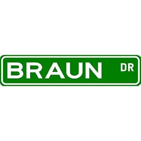 BRAUN Street Name Sign ~ Family Lastname Sign ~ Gameroom, Basement, Garage Sign by 