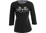 Petite C.B.Casual Black Cat Face Tee Shirt