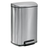 Tramontina Step on Waste Can, Stainless Steel Trash Can Non Skid Bottom