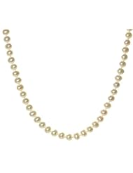 Classical 9 ct Gold 5.0-5.5mm Cream Pearl Women Necklace - 20.1 inch