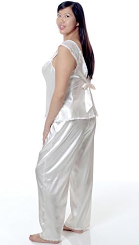 Charmeuse V-neck Camisole Pajama Set 3x Ivory
