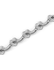 14K White Gold Diamond Heart Bracelet