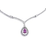 One of a Kind 1 5/8ctw Pink Sapphire & Diamond Necklace (H/SI) in 18k White Gold